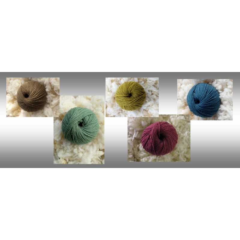 LOT DE 12 PELOTES 100% MERINOS - 5 COLORIS AU CHOIX