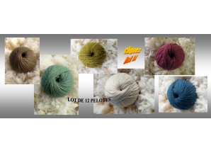 LOT DE 12 PELOTES 100% MERINOS - 6 COLORIS en mélange