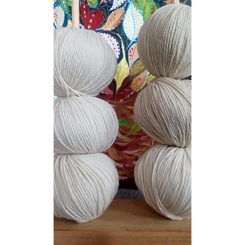 Lot de 6 pelotes Coloris ECRU BEIGE - 50 g - Laine mérinos -